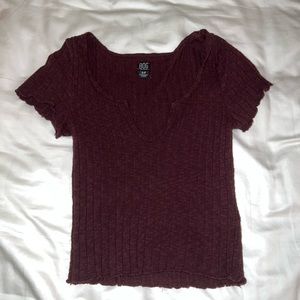 Urban outfitters ribbed brown short sleeve crop top, size small
